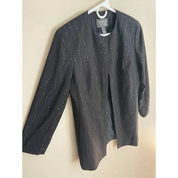 Lafayette 148 New York Black Open Front Wool Blazer Career Jacket Size 8 - Picture 5 of 11